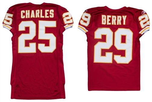 Lot of (2) Jamaal Charles & Eric Berry Game Issued Kansas City Chiefs Home Jerseys